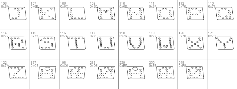 Domino flad kursiv omrids