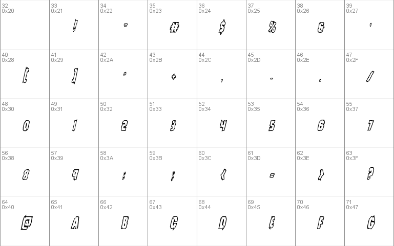 Leatherface Bold Outline Italic